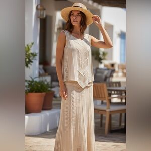Damianou VINTAGE Metallic Champagne  Maxi 2pc Dress | Size S | MSRP was $900
